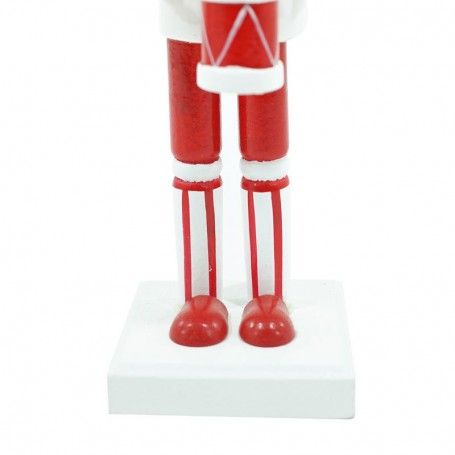 Schiaccianoci Natalizio in Legno Bianco e Rosso con Tamburo H.25 cm