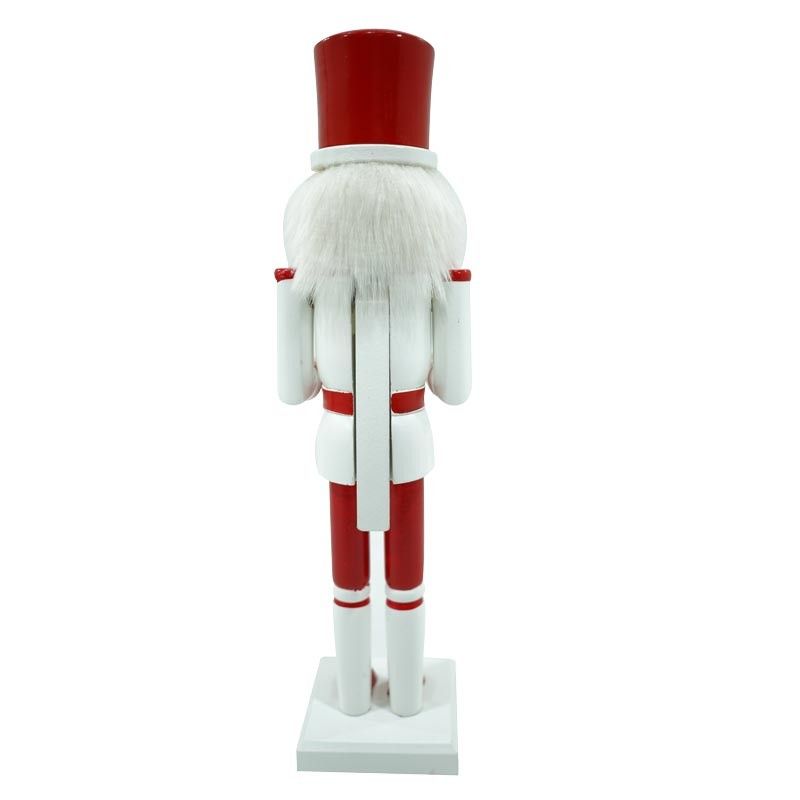 Schiaccianoci di Natale in Legno Bianco e Rosso con Tamburo H.38 cm