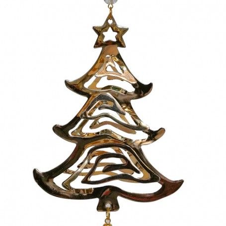 Alberello Natalizio in Metallo Oro con Pendente H.12 cm