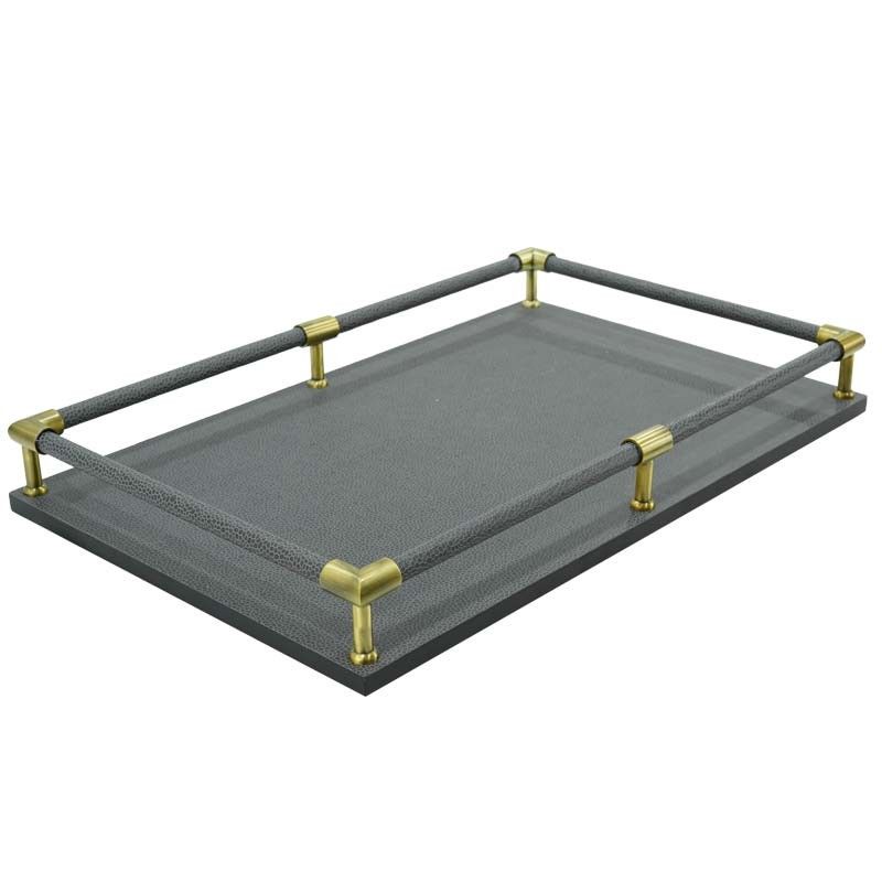 Vassoio di Lusso Rivestito in Pelle Nero e Oro 2 Misure