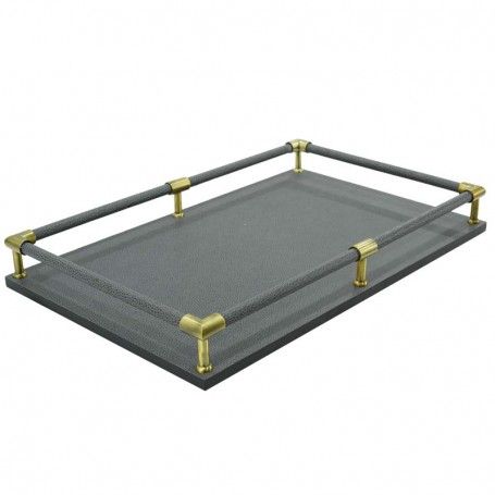 Vassoio di Lusso Rivestito in Pelle Nero e Oro 2 Misure