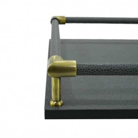 Vassoio di Lusso Rivestito in Pelle Nero e Oro 2 Misure