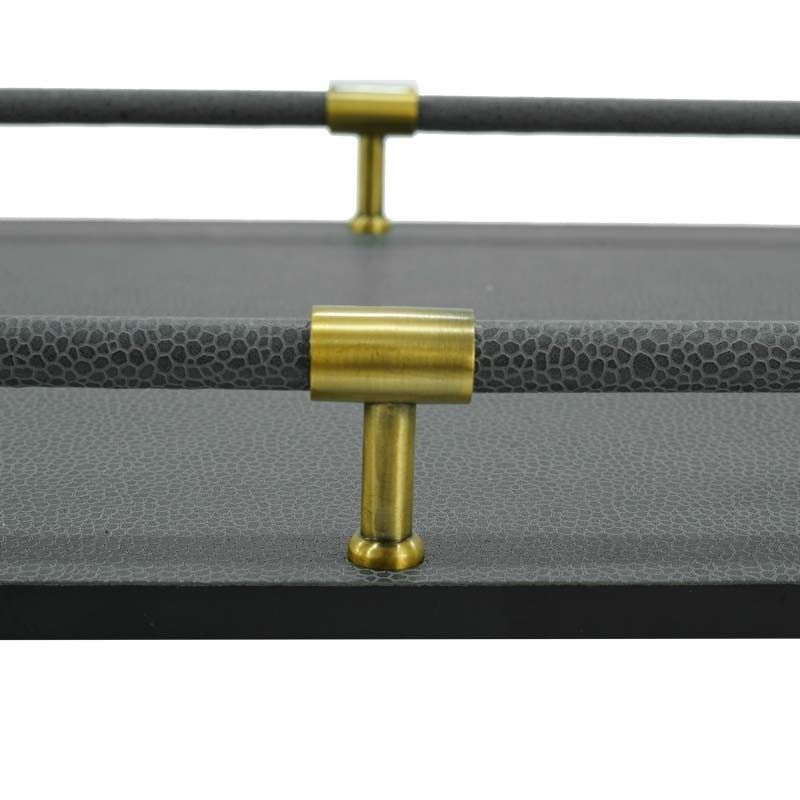 Vassoio di Lusso Rivestito in Pelle Nero e Oro 2 Misure