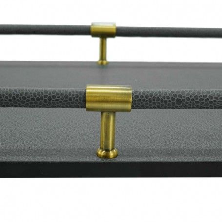 Vassoio di Lusso Rivestito in Pelle Nero e Oro 2 Misure