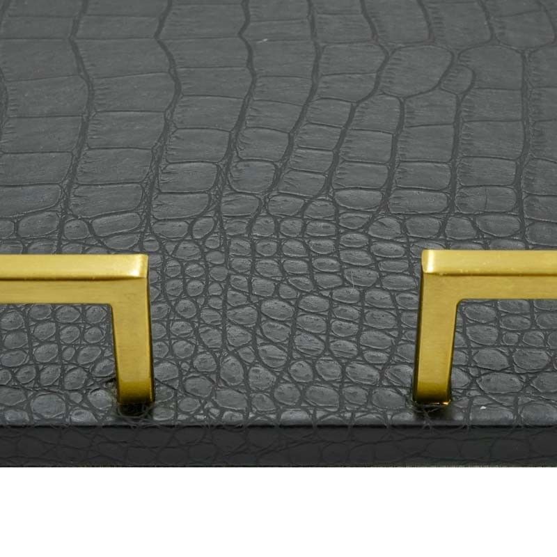 Vassoio di Lusso Rivestito in Pelle Nero e Oro 2 Misure