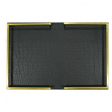 Vassoio di Lusso Rivestito in Pelle Nero e Oro 2 Misure