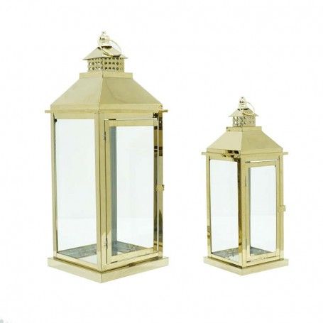 Lanterna da Giardino in Acciaio Dorato H.57 cm