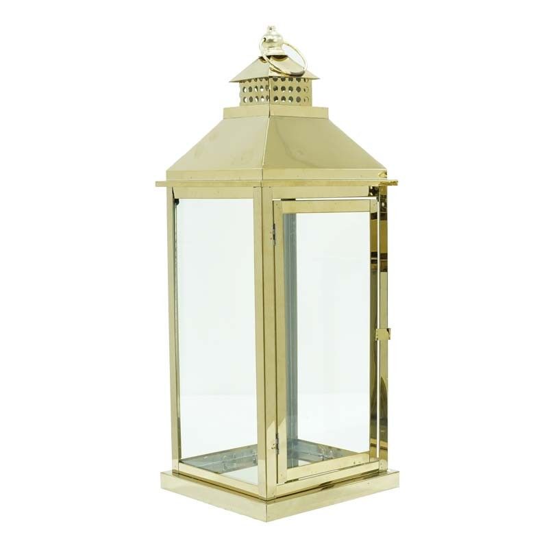 Lanterna da Giardino in Acciaio Dorato H.57 cm