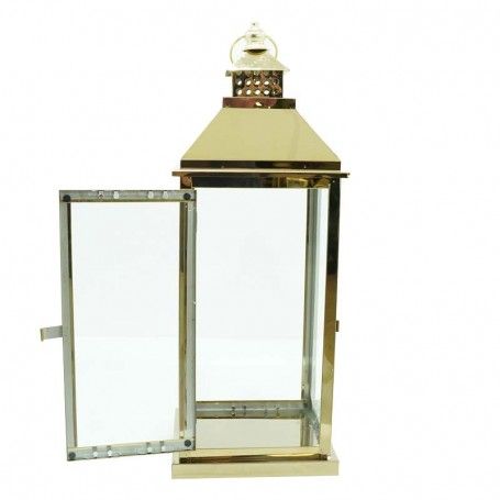 Lanterna da Giardino in Acciaio Dorato H.57 cm