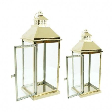 Lanterna da Giardino in Acciaio Dorato H.57 cm