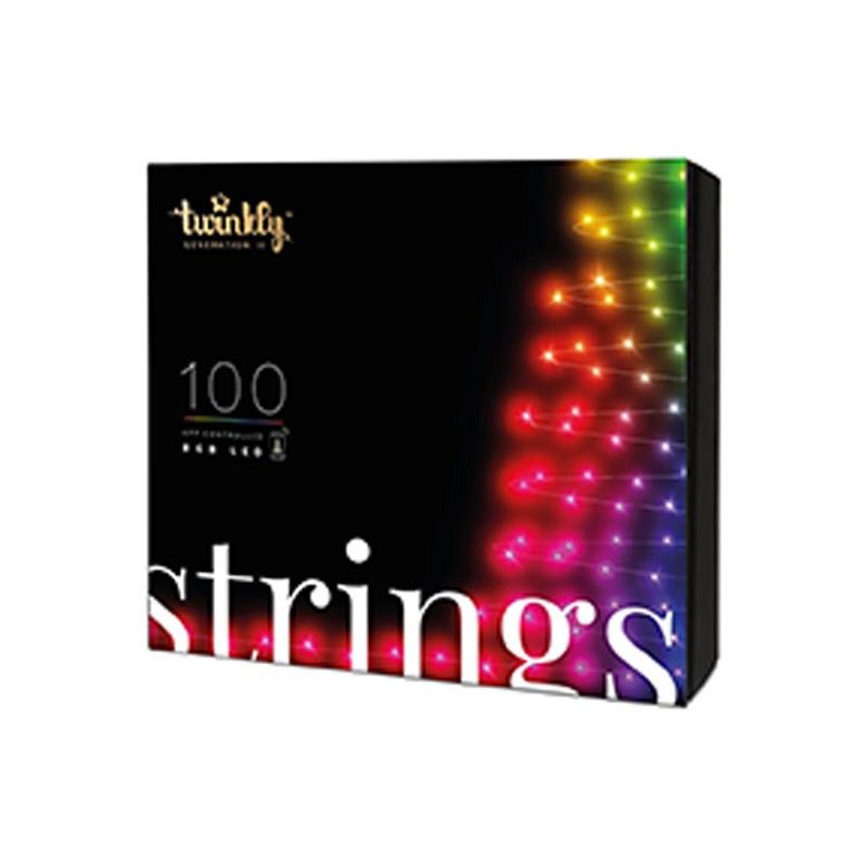 Stringa 100 Luci Led Multicolore RGB Twinkly | Luci di Natale Regolabili da Smartphone | Cavo Nero
