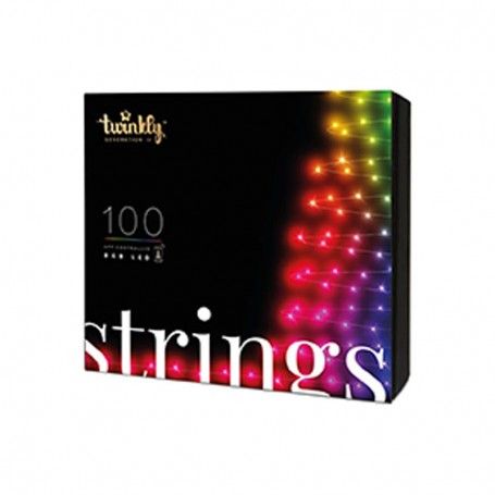 Stringa 100 Luci Led Multicolore RGB Twinkly | Luci di Natale Regolabili da Smartphone | Cavo Nero