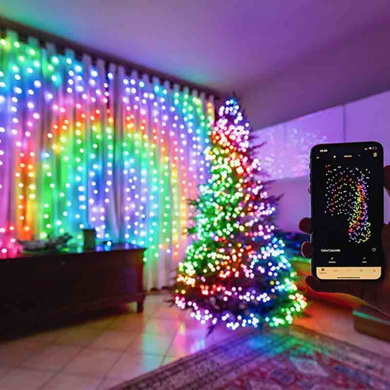 Stringa 250 Luci Led RGB+W | Luci di Natale Regolabili da Smartphone Twinkly | Cavo Nero