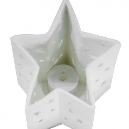 Stella Porta Candela Porcellana Bianca H.11,5 cm Stella Porta Candela Porcellana Bianca H.11,5 cm