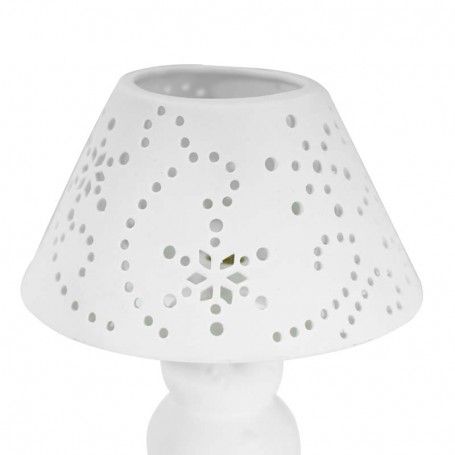 Lampada Pupazzo di Neve in Porcellana Bianca con Luce Led H.22 cm