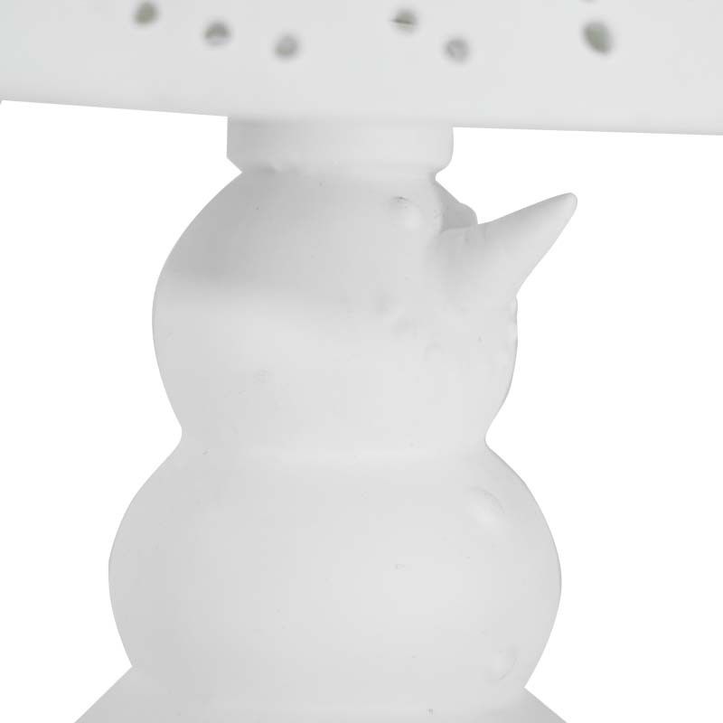 Lampada Pupazzo di Neve in Porcellana Bianca con Luce Led H.22 cm