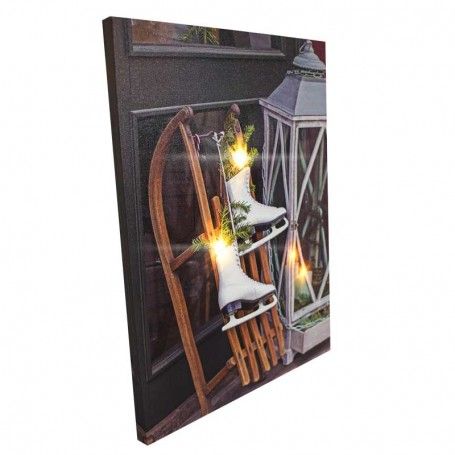 Quadro Luminoso con Pattini e Slittino 4 Luci Led