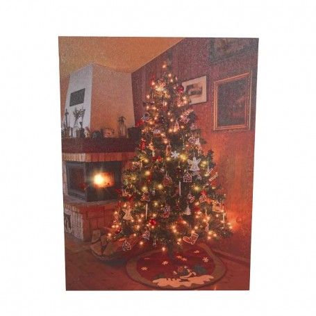 Quadro Natalizio Luminoso con 1 Luce Led e 40 Fibre Ottiche