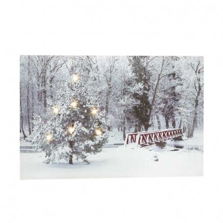 Quadro Luminoso Paesaggio Innevato con 7 Luci Led