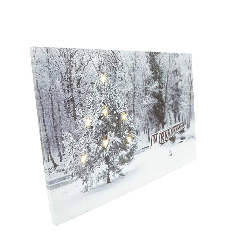 Quadro Luminoso Paesaggio Innevato con 7 Luci Led