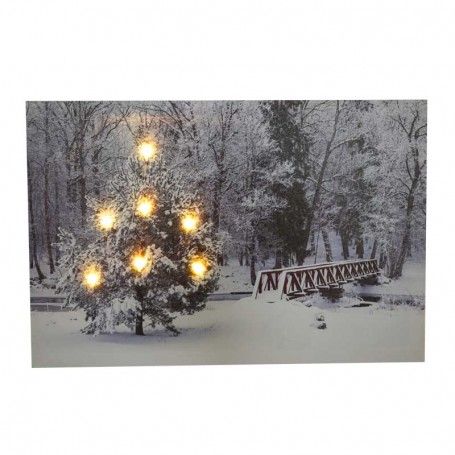 Quadro Luminoso Paesaggio Innevato con 7 Luci Led