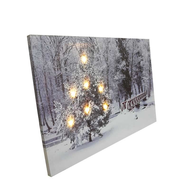 Quadro Luminoso Paesaggio Innevato con 7 Luci Led