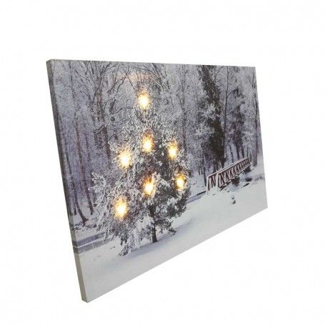 Quadro Luminoso Paesaggio Innevato con 7 Luci Led