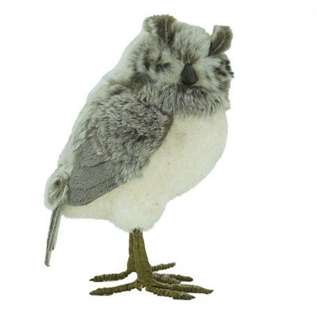 Gufo Natalizio Bianco e Grigio H.24 cm Gufo Natalizio Bianco e Grigio H.24 cm