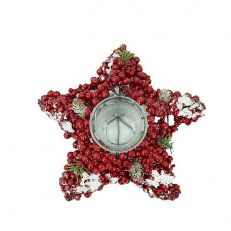 Stella Natalizia P/T-Light con Bacche Rosse e Verdi