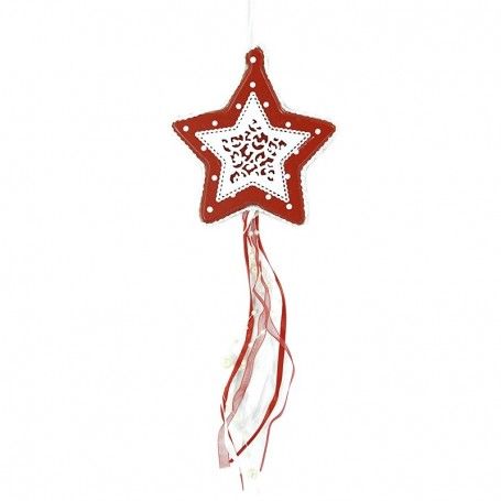 Stella Natalizia Bianca e Rossa in Legno H.28 cm