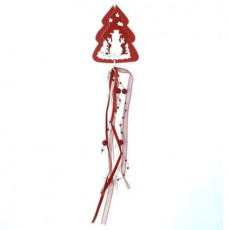 Alberello Natalizio in Legno Bianco e Rosso H.9 cm