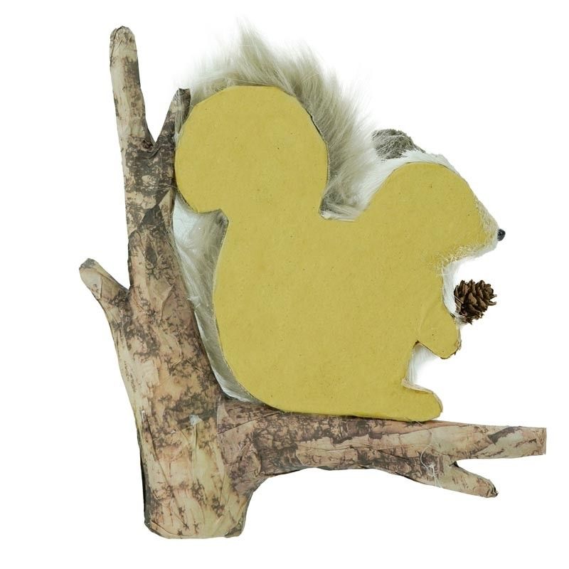 Scoiattolo Natalizio su Ramo con Pigna H.26 cm