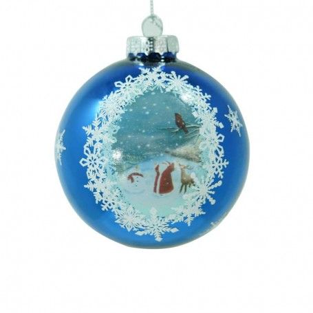 Palla Natalizia in Vetro Blu D.10 cm