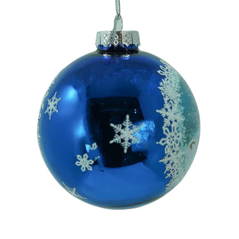 Palla Natalizia in Vetro Blu D.10 cm