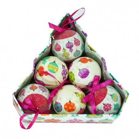 Scatola con Palle Natalizie a Fantasia D.7,5 cm