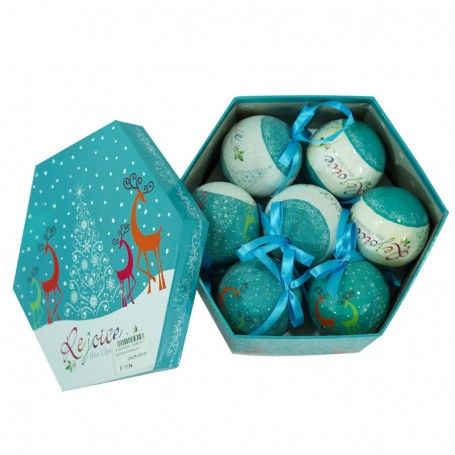 Scatola con Palle Natalizie Azzurra D.7,5 cm