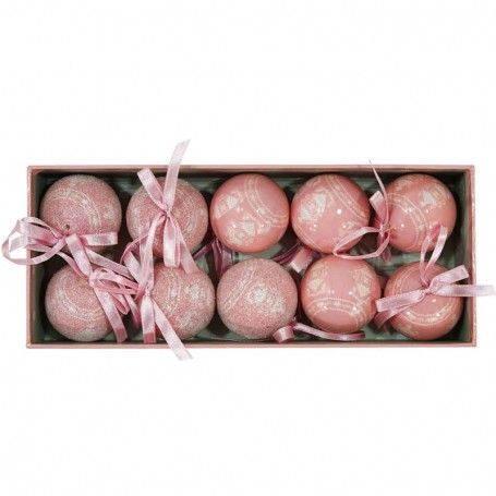 Scatola con Palle Natalizie Rosa D.5 cm