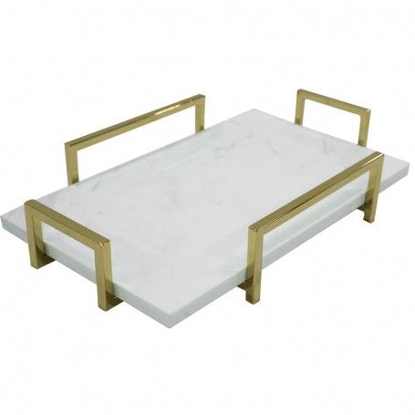 Vassoio di Lusso in Marmo Bianco e Oro 2 Misure