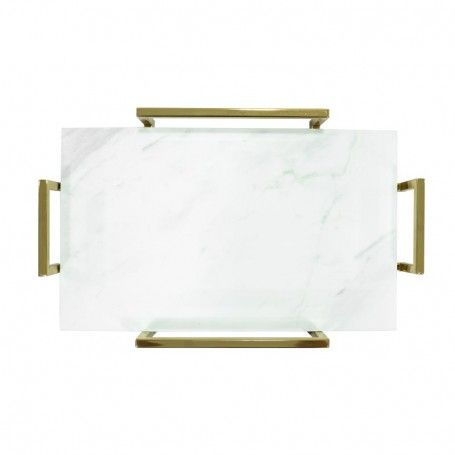 Vassoio di Lusso in Marmo Bianco e Oro 2 Misure