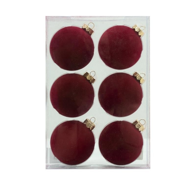 Palle di Natale in Vetro e Velluto D.8 cm Vari Colori Conf. da 6 Pz
