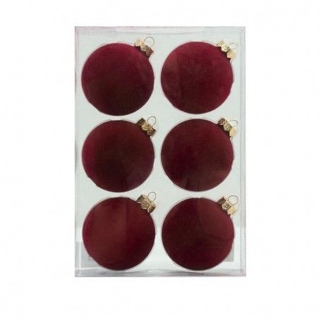 Palle di Natale in Vetro e Velluto D.8 cm Vari Colori Conf. da 6 Pz