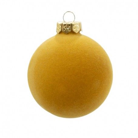 Palle di Natale in Vetro e Velluto D.8 cm Vari Colori Conf. da 6 Pz