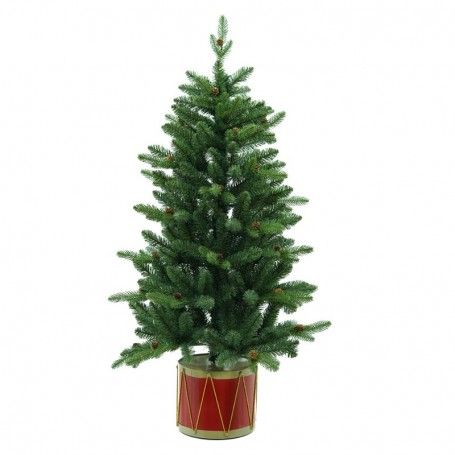 Albero di Natale Verde con Base e Pigne H.120 cm in Pe+Pvc