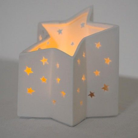 Stella Porta Candela Porcellana Bianca H.11,5 cm Stella Porta Candela Porcellana Bianca H.11,5 cm