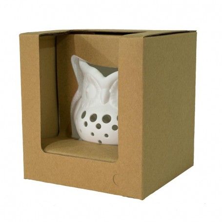 Gufo Porta Candela in Porcellana Bianca H.14 cm