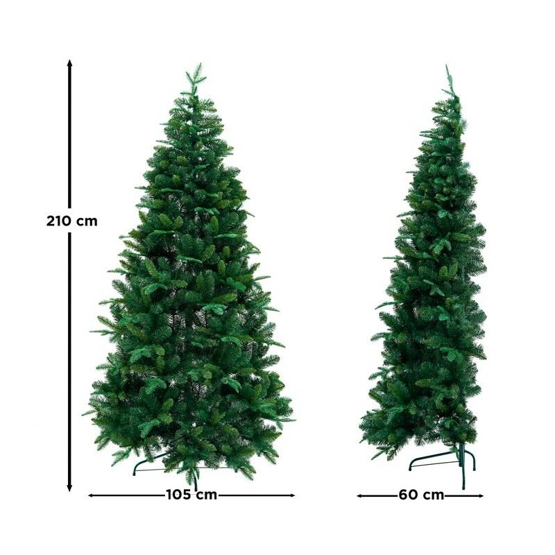 Albero di Natale a Parete Verde H.210 cm in Pe+Pvc con Apertura ad Ombrello - Marte