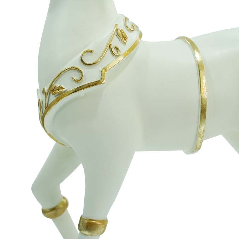 Renna Natalizia Bianca e Oro in Resina con Cappello H.30 cm