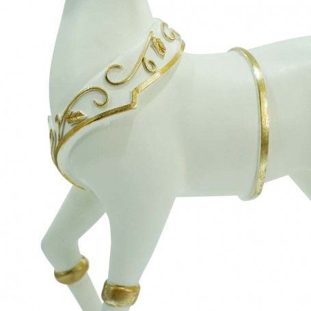 Renna Natalizia Bianca e Oro in Resina con Cappello H.30 cm Renna Natalizia Bianca e Oro in Resina con Cappello H.30 cm