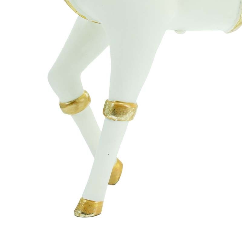 Renna Natalizia Bianca e Oro in Resina con Cappello H.30 cm