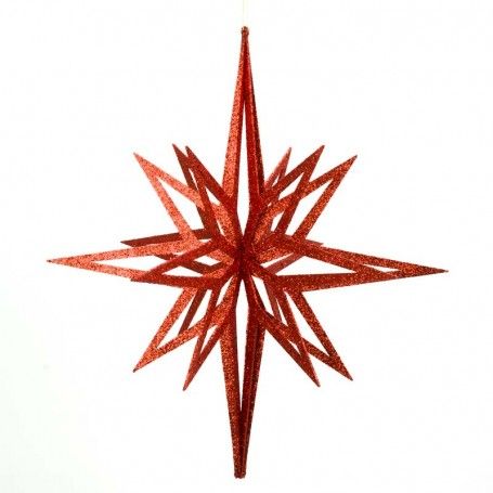 Stella 3D Natalizia Rossa Glitterata 3 Misure